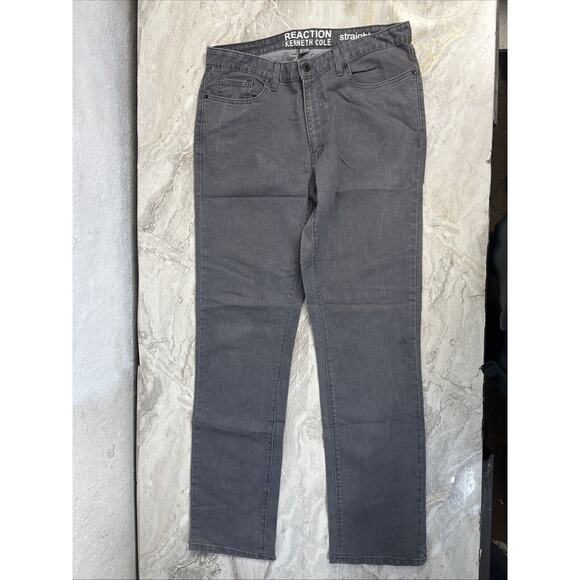 Reaction Kenneth Cole Straight Jeans Men's Size 34/34 Gray Medium Wash 5-Pocket